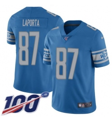 Men's Nike Detroit Lions #87 Sam LaPorta Blue Team Color Stitched NFL 100th Season Vapor Untouchable Limited Jersey