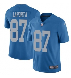 Men's Nike Detroit Lions #87 Sam LaPorta Blue Throwback Stitched NFL Vapor Untouchable Limited Jersey