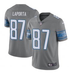 Men's Nike Detroit Lions #87 Sam LaPorta Gray Stitched NFL Limited Rush Jersey