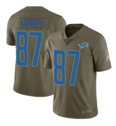 Men's Nike Detroit Lions #87 Sam LaPorta Olive Stitched NFL Limited 2017 Salute To Service Jersey