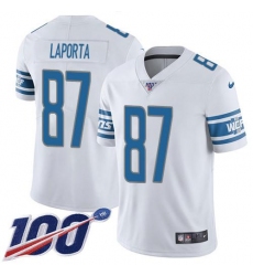 Men's Nike Detroit Lions #87 Sam LaPorta White Stitched NFL 100th Season Vapor Untouchable Limited Jersey