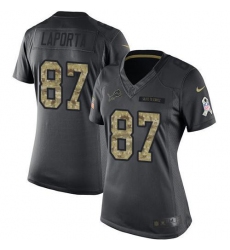 Women's Nike Detroit Lions #87 Sam LaPorta Black Stitched NFL Limited 2016 Salute To Service Jersey