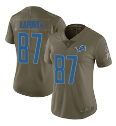 Women's Nike Detroit Lions #87 Sam LaPorta Olive Stitched NFL Limited 2017 Salute To Service Jersey