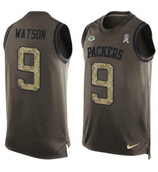 Men's Green Bay Packers #9 Christian Watson Green Stitched NFL Limited Salute To Service Tank Top Jersey