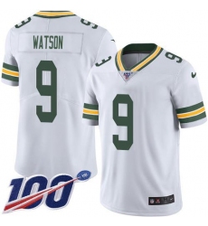 Men's Green Bay Packers #9 Christian Watson White Stitched NFL 100th Season Vapor Untouchable Limited Jersey