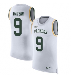 Men's Green Bay Packers #9 Christian Watson White Stitched NFL Limited Rush Tank Top Jersey