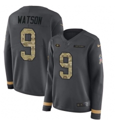 Women's Nike Green Bay Packers #9 Christian Watson Anthracite Salute To Service Stitched NFL Limited Therma Long Sleeve Jersey