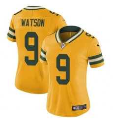 Women's Nike Green Bay Packers #9 Christian Watson Yellow 100th Season Stitched NFL Limited Rush Jersey