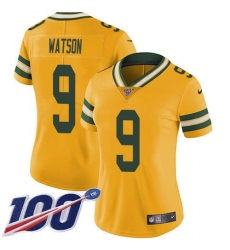 Women's Nike Green Bay Packers #9 Christian Watson Yellow Stitched NFL Limited Rush Jersey