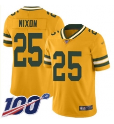 Men's Nike Green Bay Packers #25 Keisean Nixon Gold Stitched NFL Limited Inverted Legend 100th Season Jersey