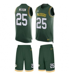 Men's Nike Green Bay Packers #25 Keisean Nixon Green Team Color Stitched NFL Limited Tank Top Suit Jersey