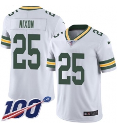 Men's Nike Green Bay Packers #25 Keisean Nixon White Stitched NFL 100th Season Vapor Untouchable Limited Jersey