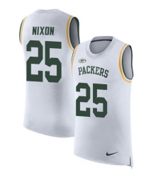 Men's Nike Green Bay Packers #25 Keisean Nixon White Stitched NFL Limited Rush Tank Top Jersey