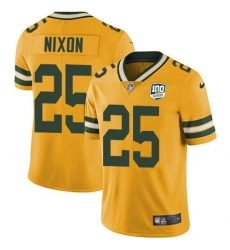 Men's Nike Green Bay Packers #25 Keisean Nixon Yellow 100th Season Stitched NFL Limited Rush Jersey