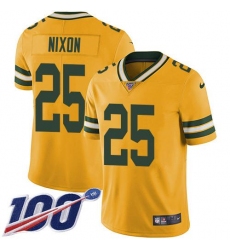 Men's Nike Green Bay Packers #25 Keisean Nixon Yellow Stitched NFL Limited Rush 100th Season Jersey