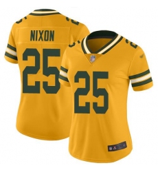 Women's Nike Green Bay Packers #25 Keisean Nixon Gold Stitched NFL Limited Inverted Legend 100th Season Jersey