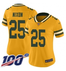 Women's Nike Green Bay Packers #25 Keisean Nixon Gold Stitched NFL Limited Inverted Legend Jersey