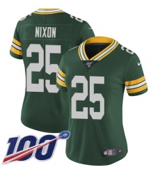 Women's Nike Green Bay Packers #25 Keisean Nixon Green Team Color Stitched NFL 100th Season Vapor Untouchable Limited Jersey