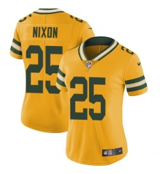 Women's Nike Green Bay Packers #25 Keisean Nixon Yellow 100th Season Stitched NFL Limited Rush Jersey