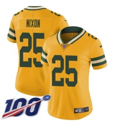 Women's Nike Green Bay Packers #25 Keisean Nixon Yellow Stitched NFL Limited Rush Jersey