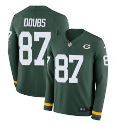 Men's Nike Green Bay Packers #87 Romeo Doubs Green Team Color Stitched NFL Limited Therma Long Sleeve Jersey