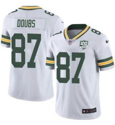 Men's Nike Green Bay Packers #87 Romeo Doubs White 100th Season Stitched NFL Vapor Untouchable Limited Jersey