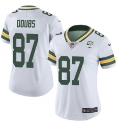 Women's Nike Green Bay Packers #87 Romeo Doubs White 100th Season Stitched NFL Vapor Untouchable Limited Jersey