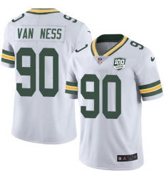 Men's Nike Green Bay Packers #90 Lukas Van Ness White 100th Season Stitched NFL Vapor Untouchable Limited Jersey