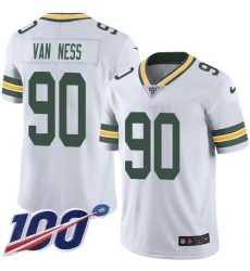 Men's Nike Green Bay Packers #90 Lukas Van Ness White Stitched NFL 100th Season Vapor Untouchable Limited Jersey