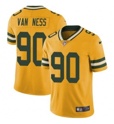 Men's Nike Green Bay Packers #90 Lukas Van Ness Yellow Stitched NFL Limited Rush Jersey