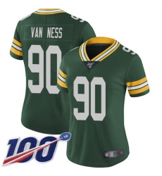 Women's Nike Green Bay Packers #90 Lukas Van Ness Green Team Color Stitched NFL 100th Season Vapor Untouchable Limited Jersey