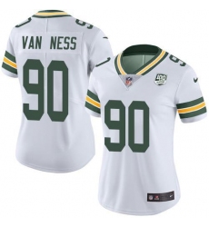 Women's Nike Green Bay Packers #90 Lukas Van Ness White 100th Season Stitched NFL Vapor Untouchable Limited Jersey