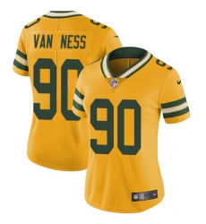 Women's Nike Green Bay Packers #90 Lukas Van Ness Yellow Stitched NFL Limited Rush Jersey