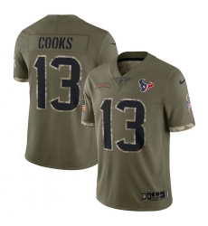 Men's Houston Texans #13 Brandin Cooks Nike 2022 Salute To Service Limited Jersey - Olive