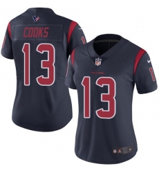 Women's Nike Houston Texans #13 Brandin Cooks Navy Blue Stitched NFL Limited Rush Jersey