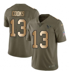 Youth Nike Houston Texans #13 Brandin Cooks OliveGold Stitched NFL Limited 2017 Salute To Service Jersey