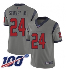 Men's Nike Houston Texans #24 Derek Stingley Jr. Gray Stitched NFL Limited Inverted Legend 100th Season Jersey