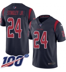 Men's Nike Houston Texans #24 Derek Stingley Jr. Navy Blue Stitched NFL Limited Rush 100th Season Jersey