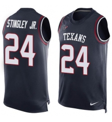 Men's Nike Houston Texans #24 Derek Stingley Jr. Navy Blue Team Color Stitched NFL Limited Tank Top Jersey