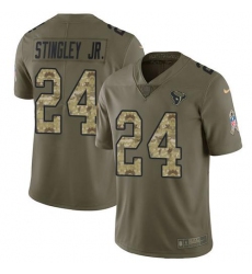 Men's Nike Houston Texans #24 Derek Stingley Jr. Olive Camo Stitched NFL Limited 2017 Salute To Service Jersey