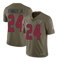 Men's Nike Houston Texans #24 Derek Stingley Jr. Olive Stitched NFL Limited 2017 Salute To Service Jersey