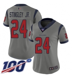 Women's Nike Houston Texans #24 Derek Stingley Jr. Gray Stitched NFL Limited Inverted Legend 100th Season Jersey