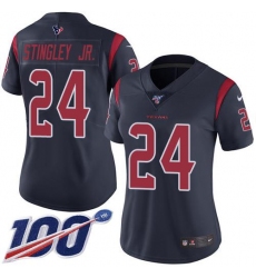 Women's Nike Houston Texans #24 Derek Stingley Jr. Navy Blue Stitched NFL Limited Rush 100th Season Jersey