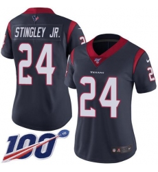 Women's Nike Houston Texans #24 Derek Stingley Jr. Navy Blue Team Color Stitched NFL 100th Season Vapor Untouchable Limited Jersey