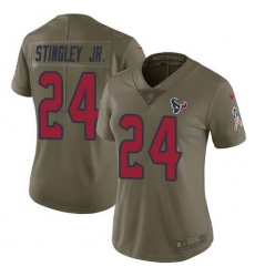 Women's Nike Houston Texans #24 Derek Stingley Jr. Olive Stitched NFL Limited 2017 Salute To Service Jersey