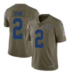 Men's Nike Indianapolis Colts #2 Matt Ryan Olive Stitched NFL Limited 2017 Salute To Service Jersey