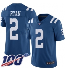 Men's Nike Indianapolis Colts #2 Matt Ryan Royal Blue Stitched NFL Limited Rush 100th Season Jersey