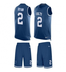 Men's Nike Indianapolis Colts #2 Matt Ryan Royal Blue Team Color Stitched NFL Limited Tank Top Suit Jersey