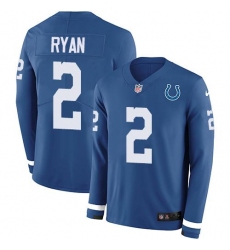 Men's Nike Indianapolis Colts #2 Matt Ryan Royal Blue Team Color Stitched NFL Limited Therma Long Sleeve Jersey