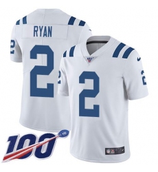 Men's Nike Indianapolis Colts #2 Matt Ryan White Stitched NFL 100th Season Vapor Limited Jersey